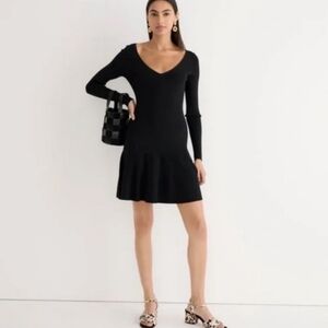 J.Crew Ruffle-hem sweater-dress Black Knit Size Small